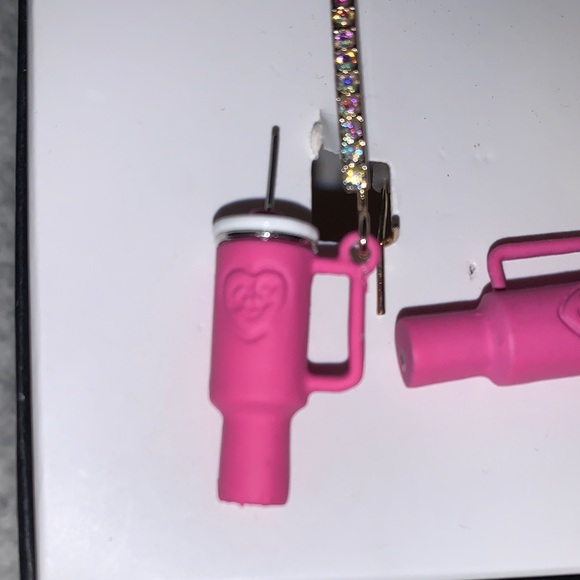 Betsey Johnson Fuchsia Water Bottle Earrings - Picture 3 of 7